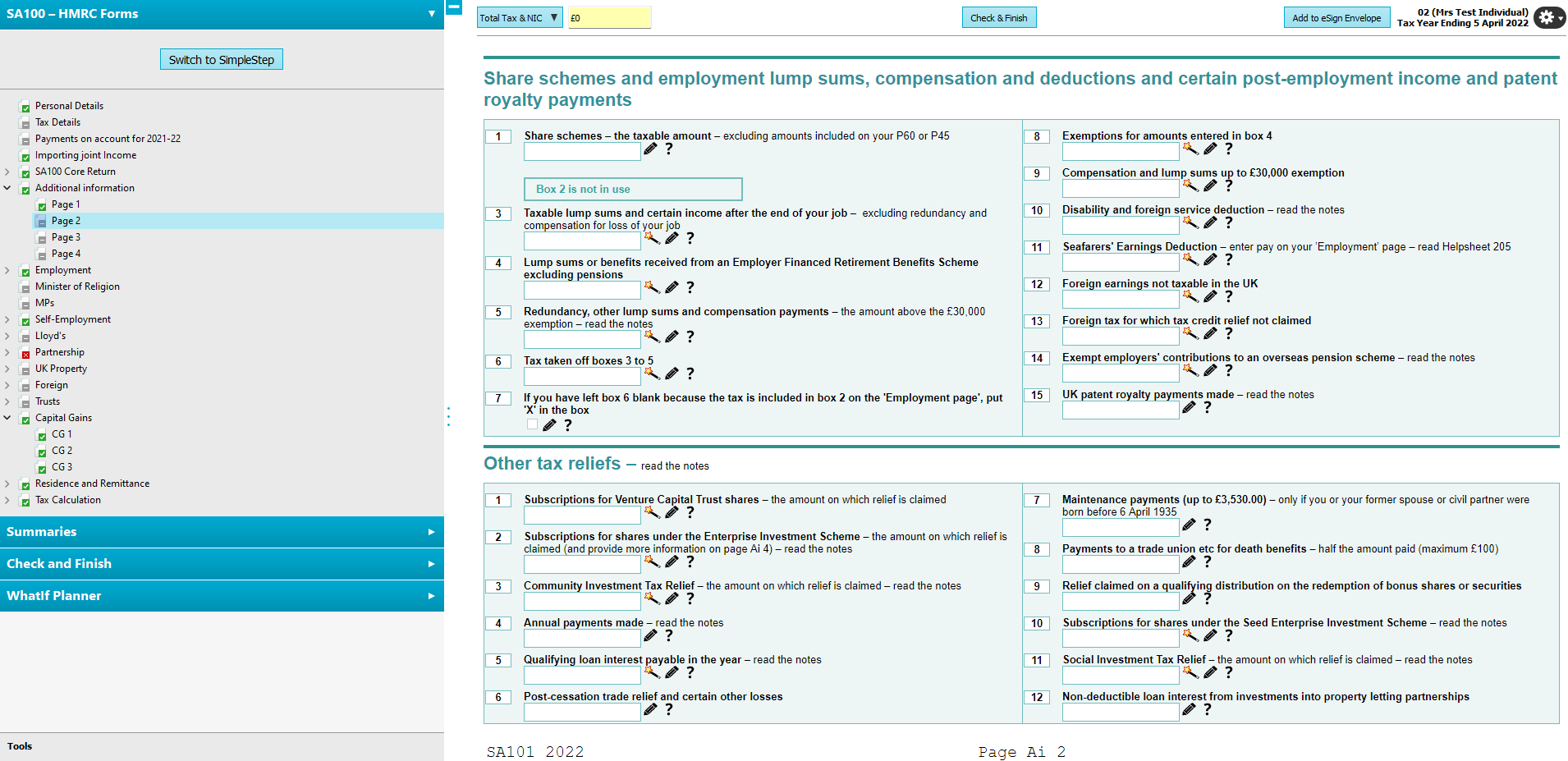 How to claim EIS/SEIS/VCT Relief Knowledge Base TaxCalc